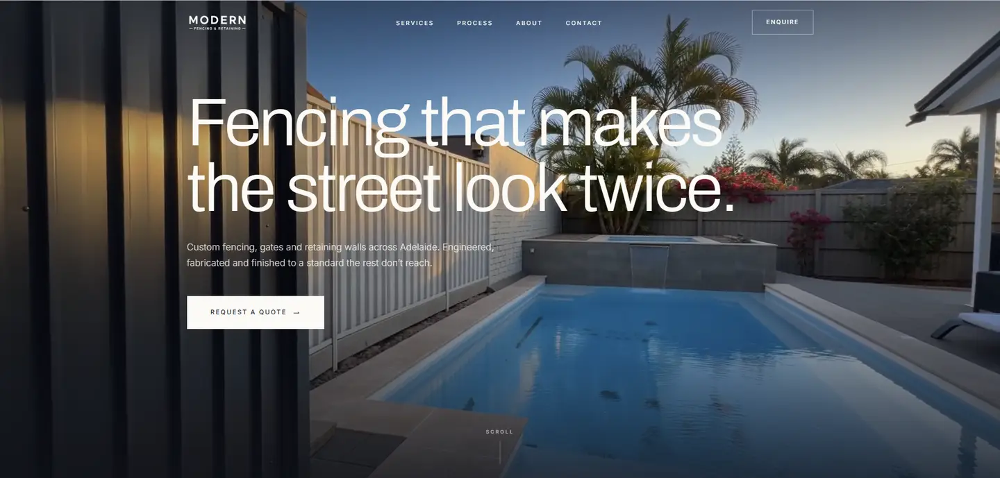 Modern Fencing & Retaining website screenshot