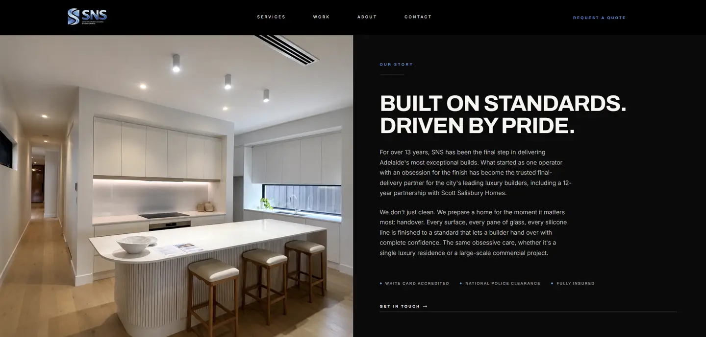 SNS Construction Cleaning website