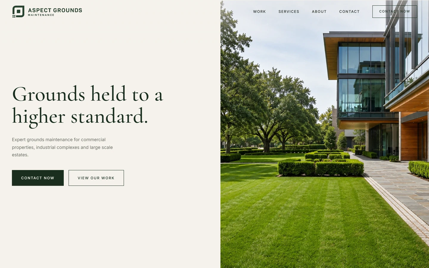Aspect Grounds Maintenance website, desktop view