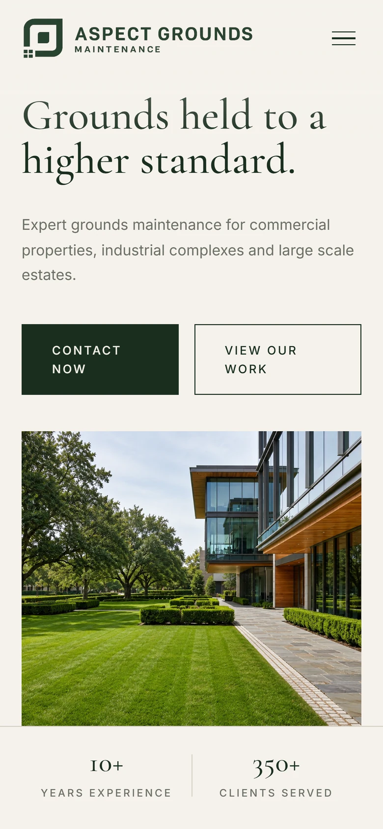 Aspect Grounds Maintenance website on a phone