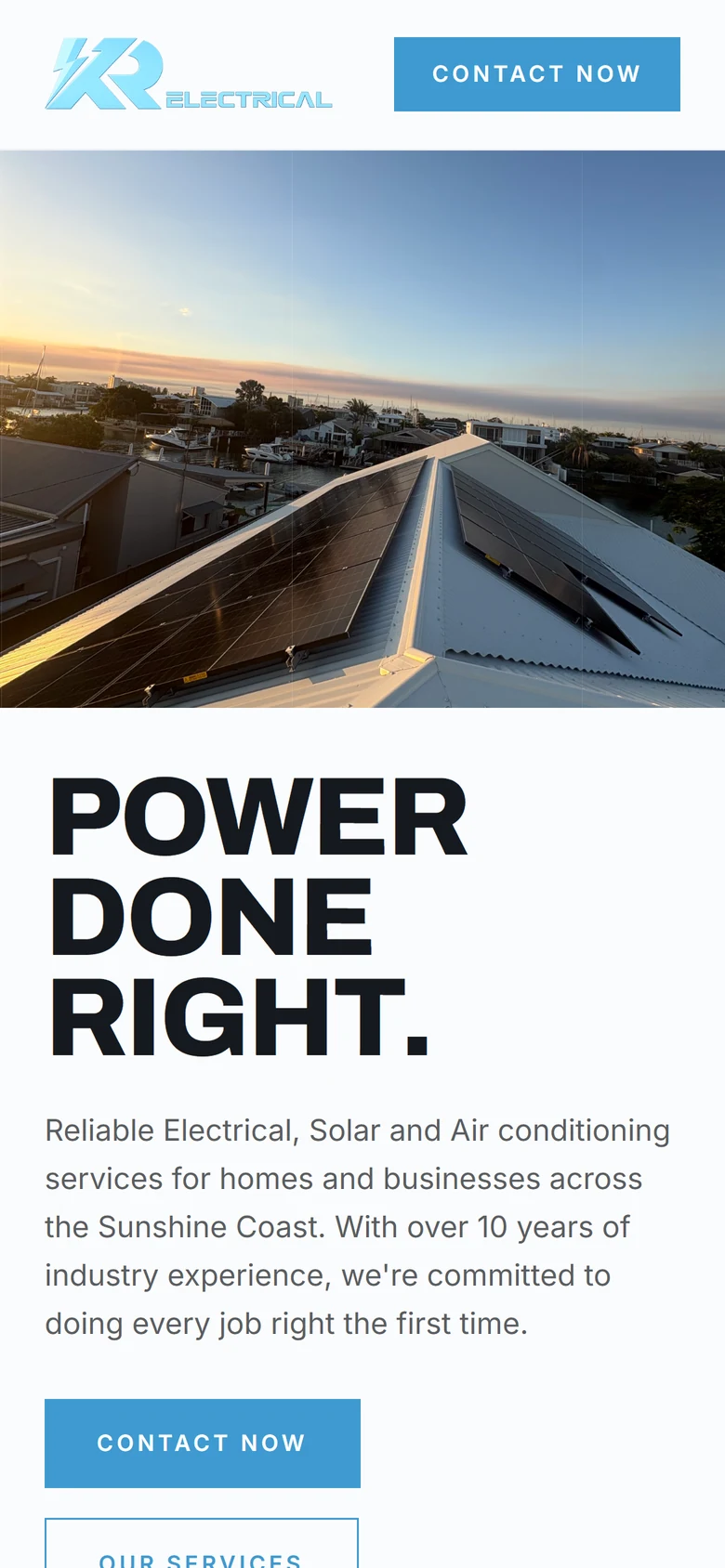 KR Electrical website on a phone