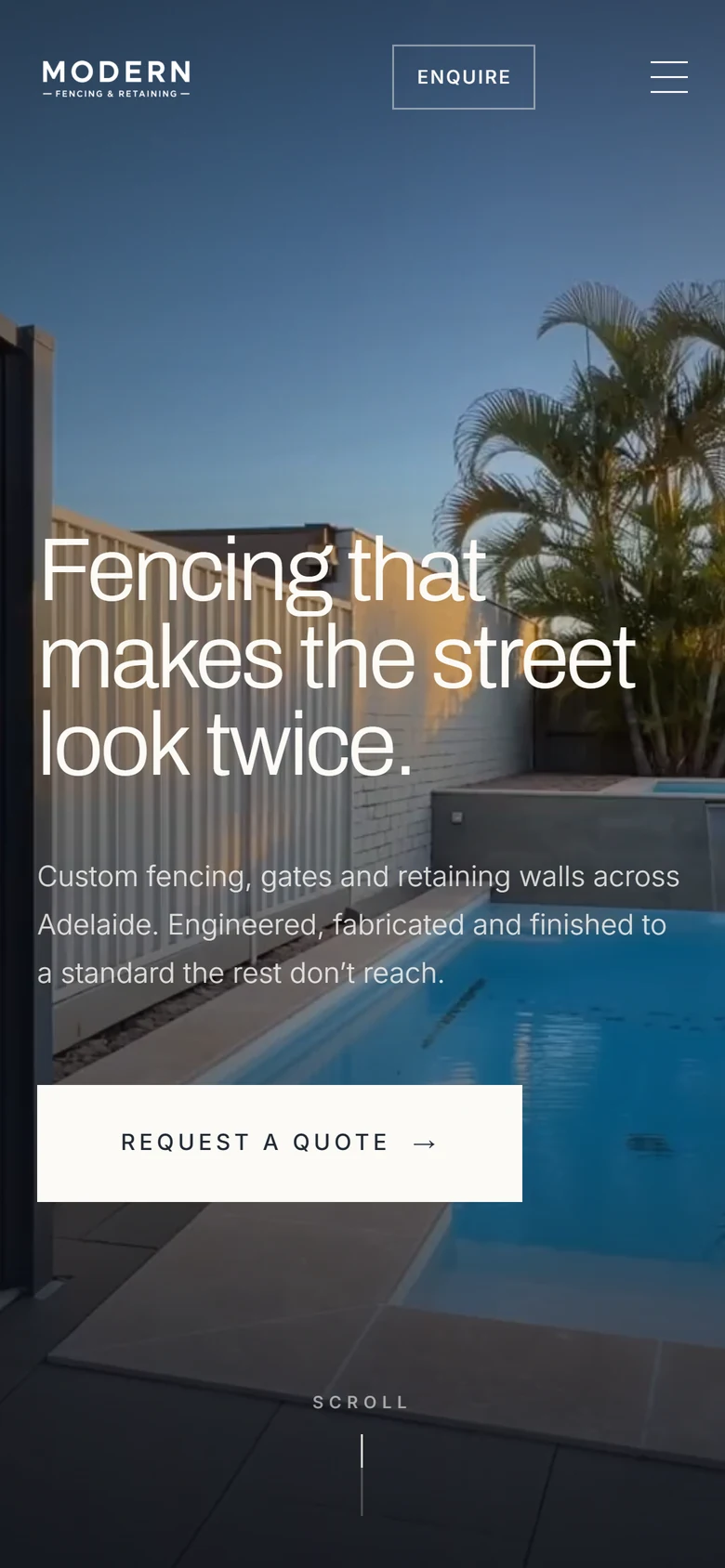 Modern Fencing & Retaining website on a phone