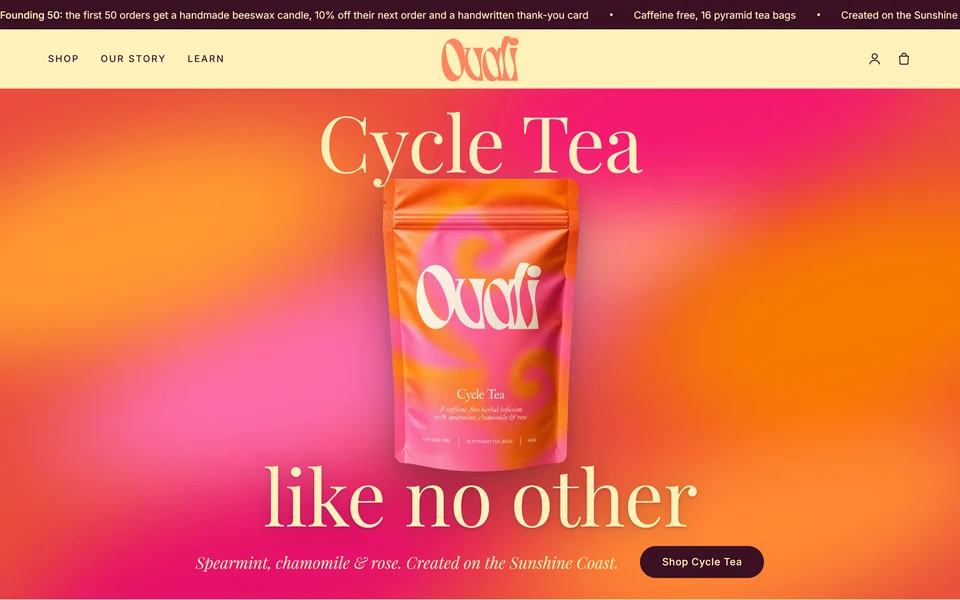 Ovali website, desktop view