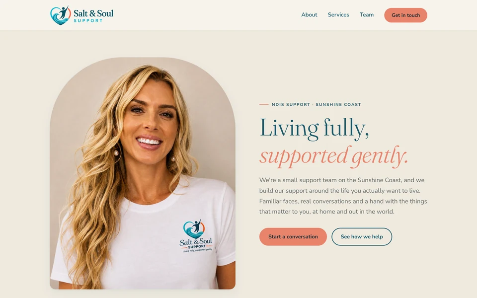 Salt & Soul Support website, desktop view
