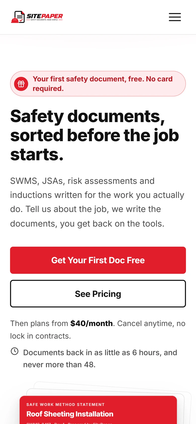 SitePaper website on a phone