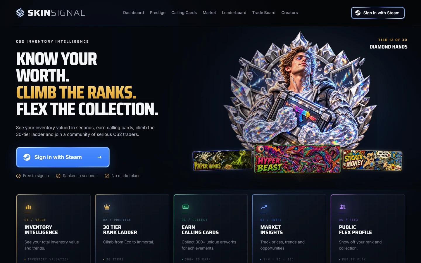 SkinSignal website, desktop view