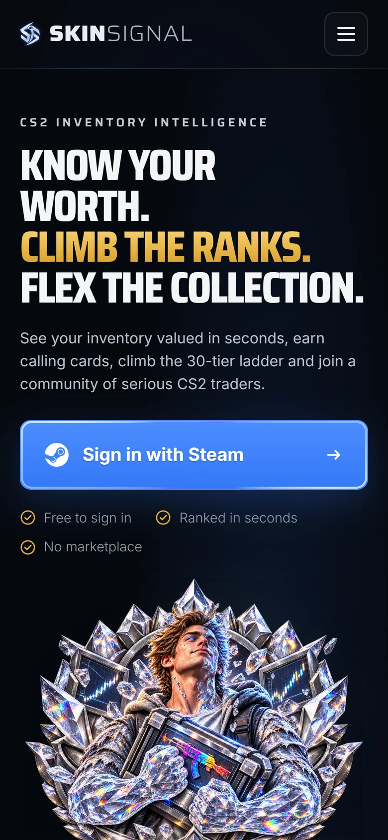 SkinSignal website on a phone